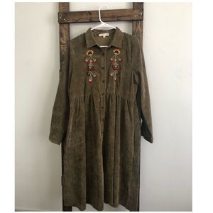 Olive Green Corduroy Dress